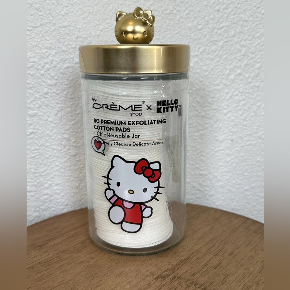 Hello Kitty Makeup Cosmetics Exfoliating Cotton Pad Pads Jar NEW The Creme Shop